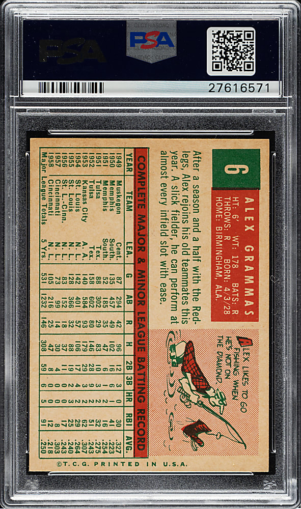 1959 Topps #6 Alex Grammas PSA NM-MT+ 8.5