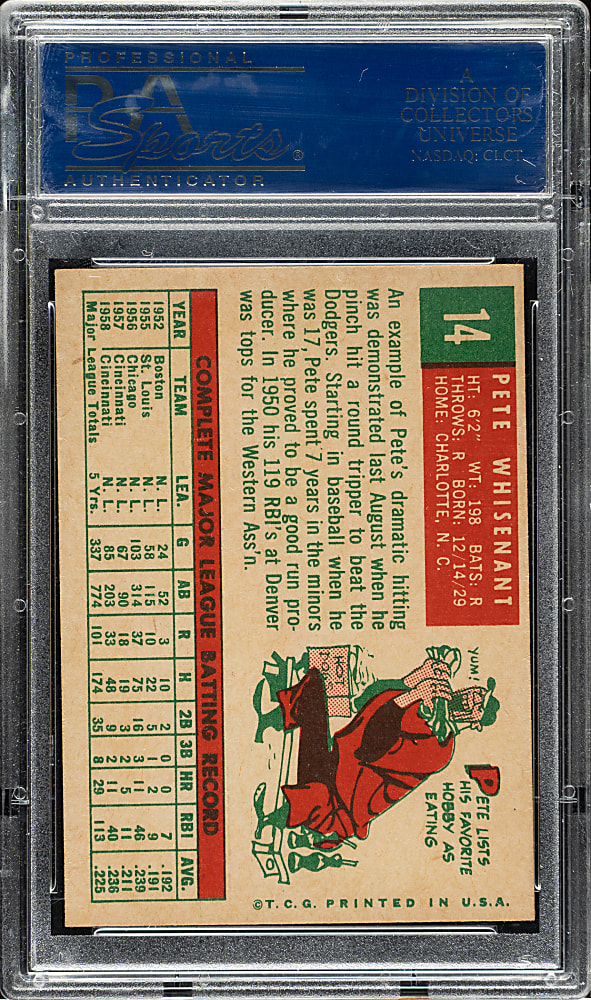 1959 Topps #14 Pete Whisenant PSA NM-MT+ 8.5