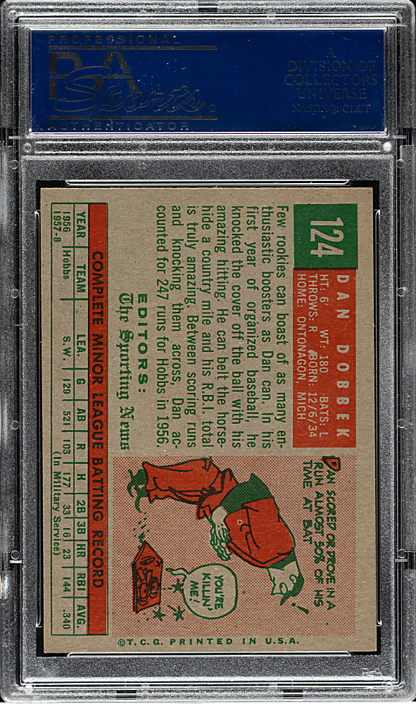 1959 Topps #124 Dan Dobbek PSA NM-MT+ 8.5