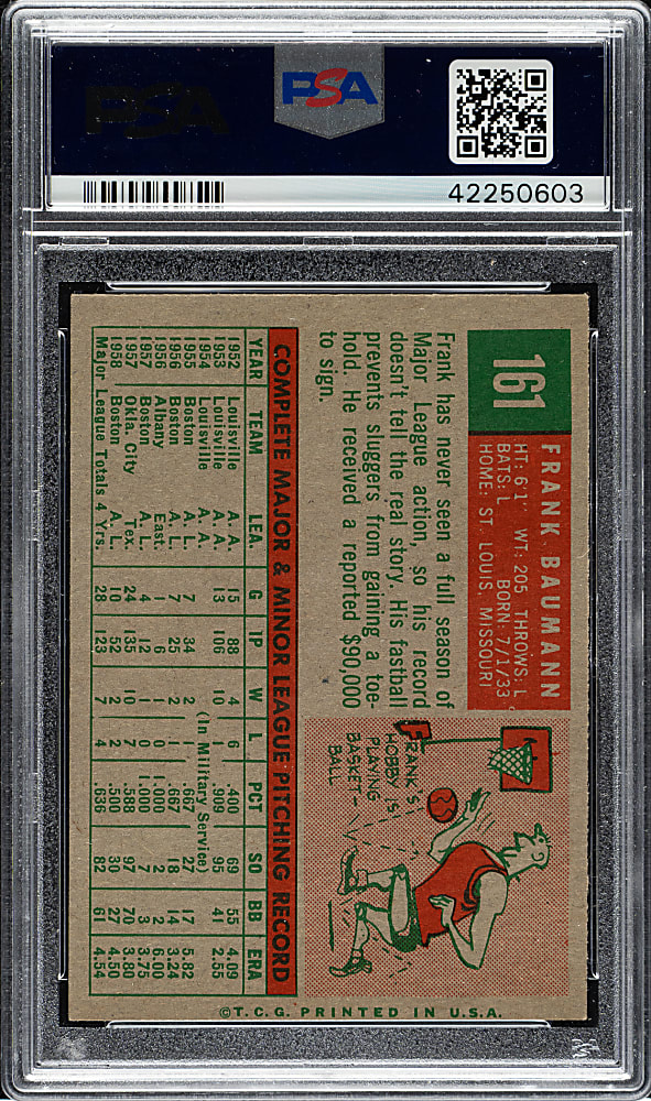 1959 Topps #161 Frank Baumann PSA NM-MT+ 8.5