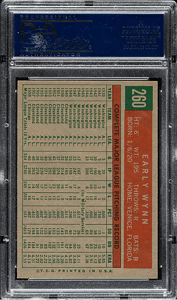 1959 Topps #260 Early Wynn PSA NM-MT+ 8.5