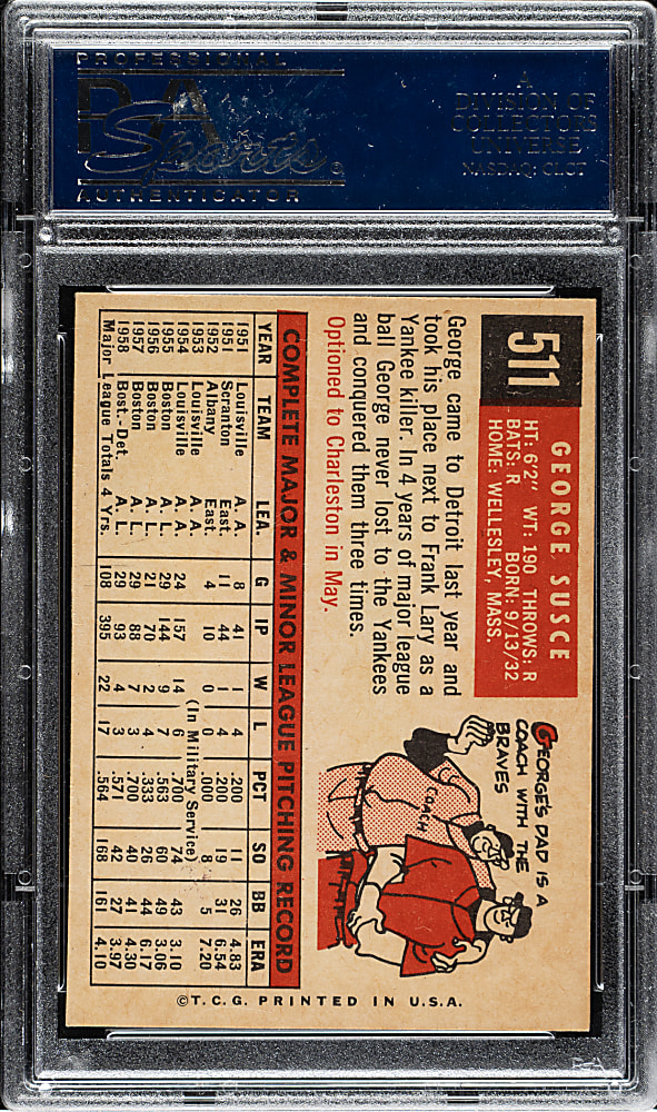 1959 Topps #511 George Susce PSA NM-MT+ 8.5