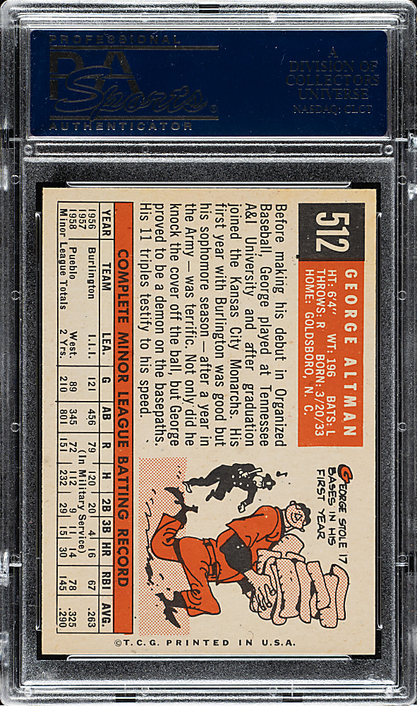 1959 Topps #512 George Altman PSA NM-MT+ 8.5