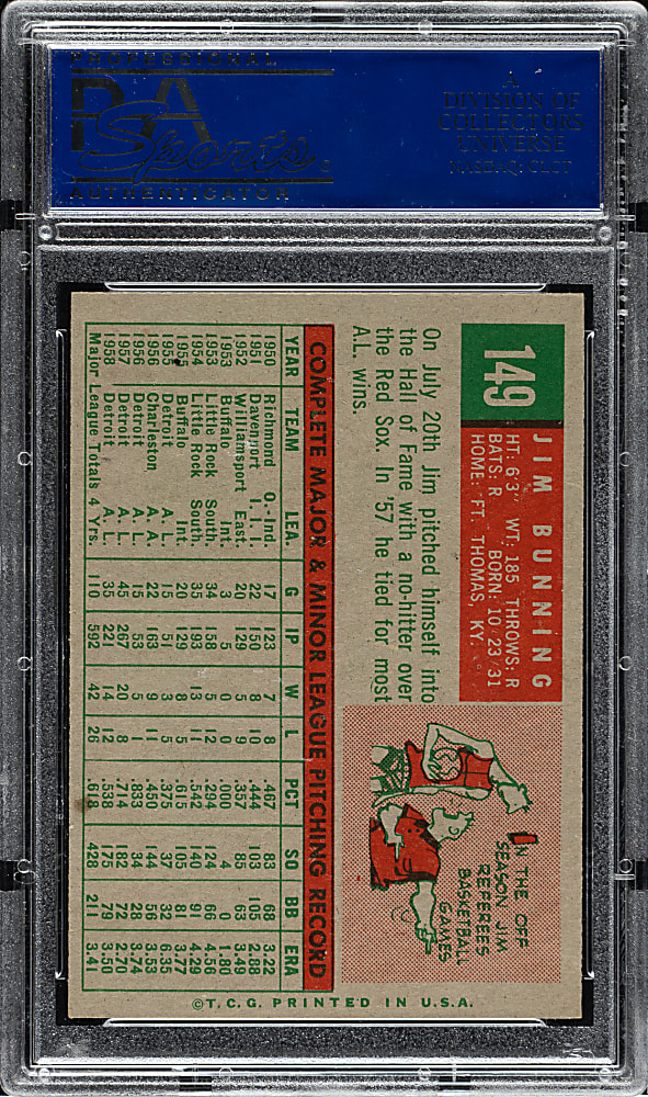 1959 Topps #149 Jim Bunning PSA NM-MT 8
