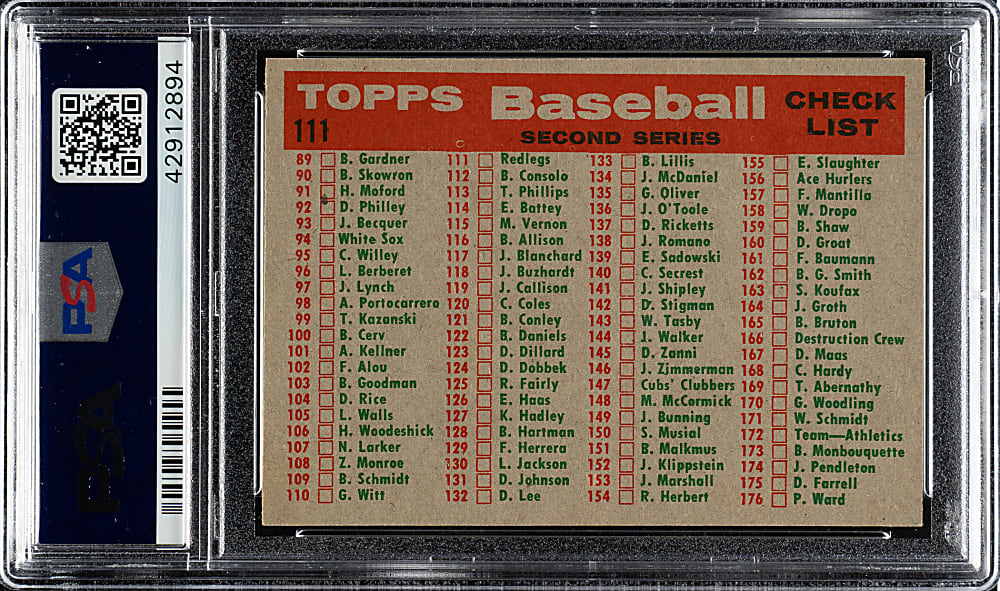 1959 Topps #111 Cincinnati Redlegs Team PSA NM-MT 8