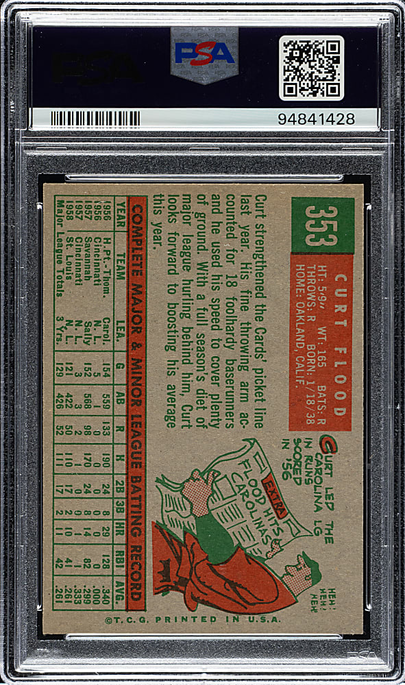 1959 Topps #353 Curt Flood PSA NM-MT 8