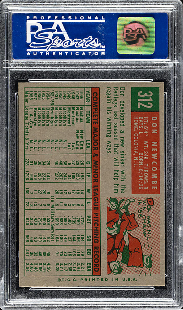 1959 Topps #312 Don Newcombe PSA NM-MT 8