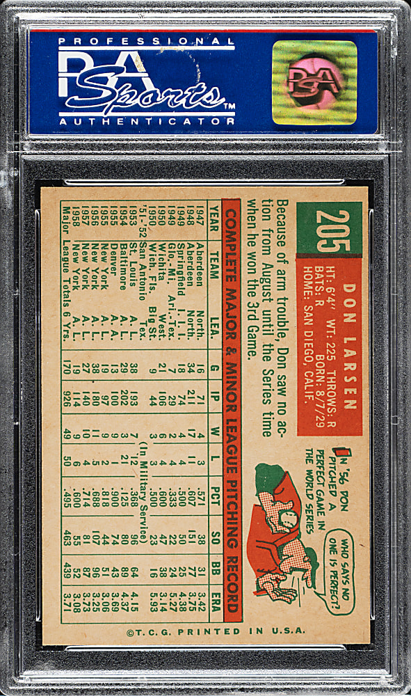 1959 Topps #205 Don Larsen PSA NM-MT 8