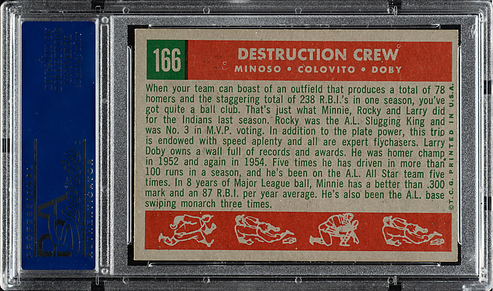 1959 Topps #166 Minnie Minoso/Rocky Colavito/Larry Doby PSA NM-MT 8
