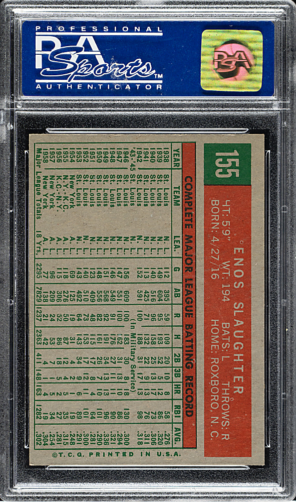 1959 Topps #155 Enos Slaughter PSA NM-MT 8