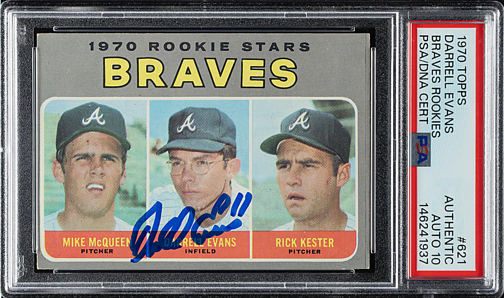Signed 1970 Topps #621 Darrell Evans PSA/DNA GEM MINT 10