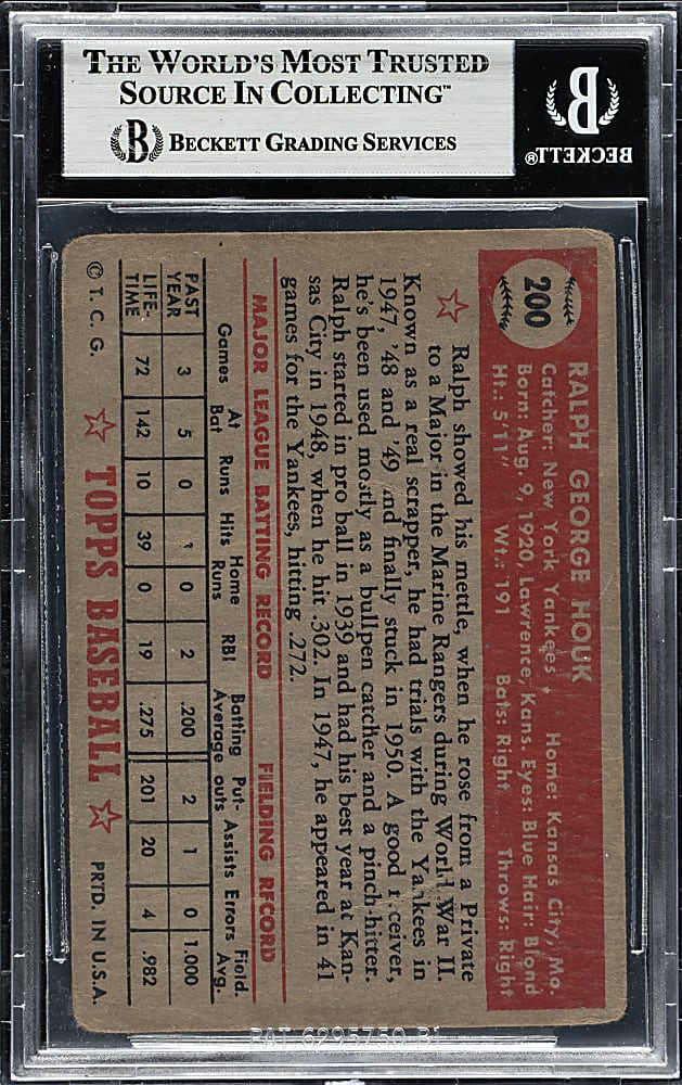 Signed 1952 Topps #200 Ralph Houk - Beckett