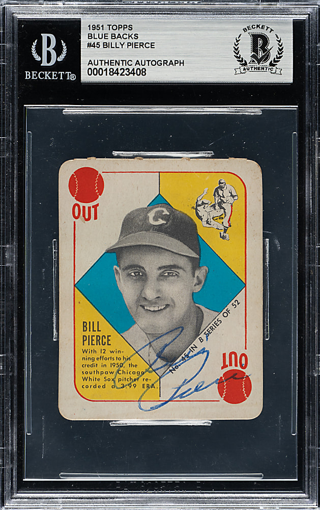 Signed 1951 Topps Blue Back #45 Billy Pierce - Beckett