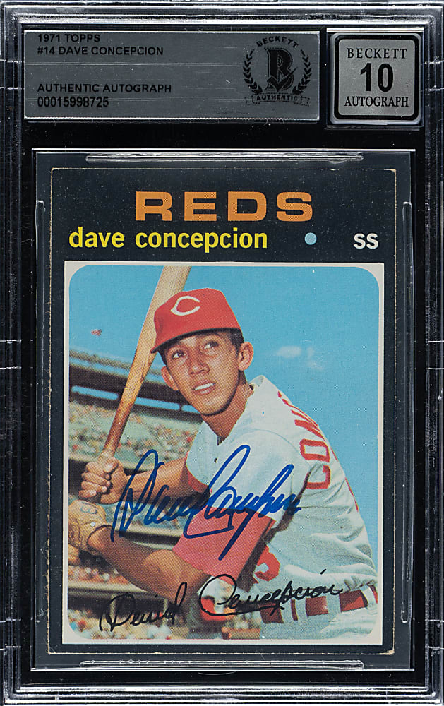 Signed 1971 Topps #14 Dave Concepcion Rookie Beckett GEM MINT 10