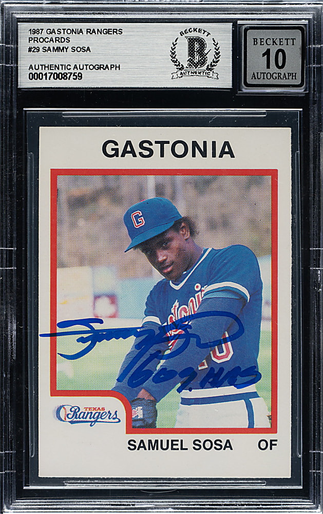 Signed 1987 Procards #1789 Sammy Sosa Beckett GEM MINT 10 - Pre-Rookie!