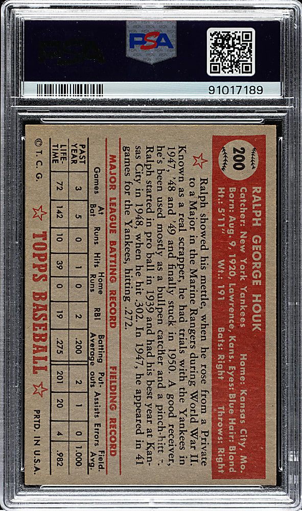 1952 Topps #200 Ralph Houk PSA EX-MT 6