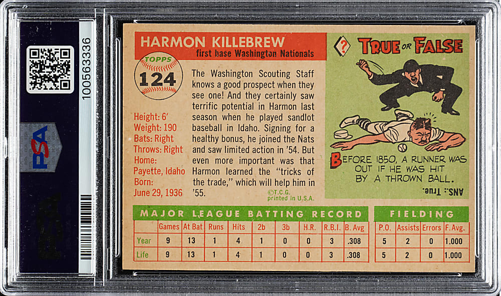 1955 Topps #124 Harmon Killebrew Rookie PSA EX 5
