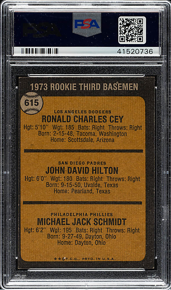 1973 Topps #615 Mike Schmidt Rookie PSA NM 7