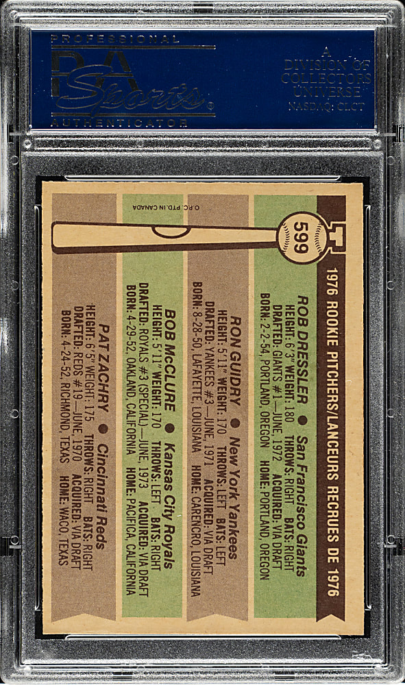 1976 O-Pee-Chee #599 Ron Guidry Rookie PSA NM-MT 8
