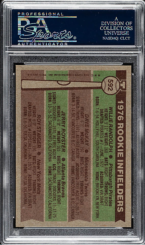 1976 Topps #592 Randolph/McKay/Royster/Staiger PSA MINT 9