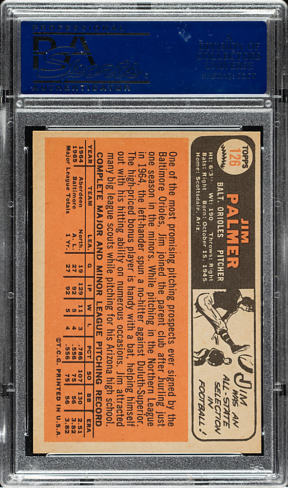 1966 Topps #126 Jim Palmer Rookie PSA NM 7