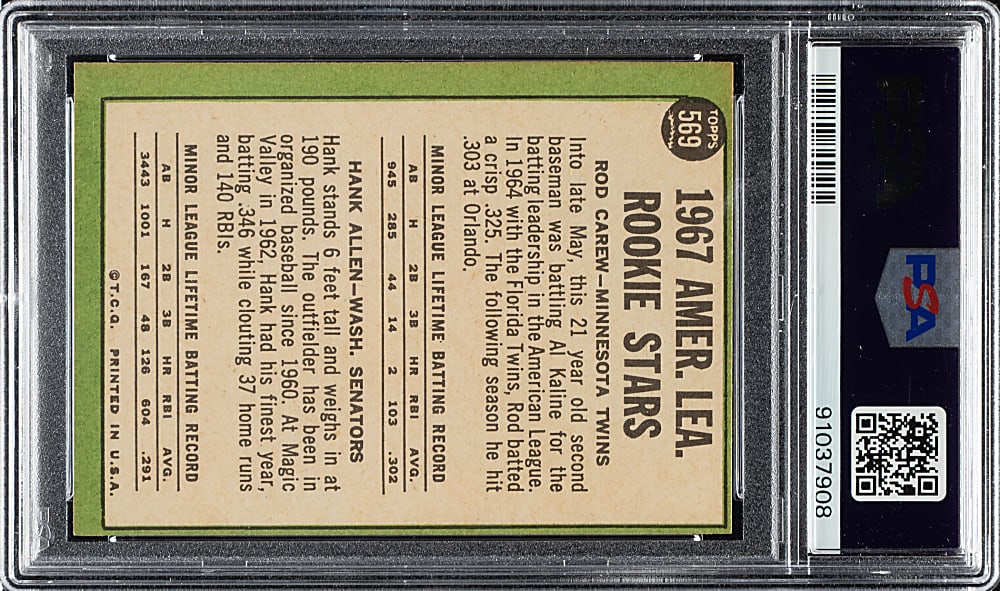 1967 Topps #569 Rod Carew Rookie PSA EX-MT 6