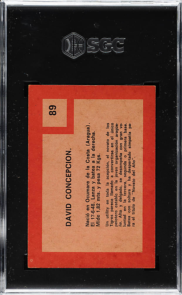1967 Topps Venezuelan "Winter League" #89 Dave Concepcion Rookie SGC VG 3