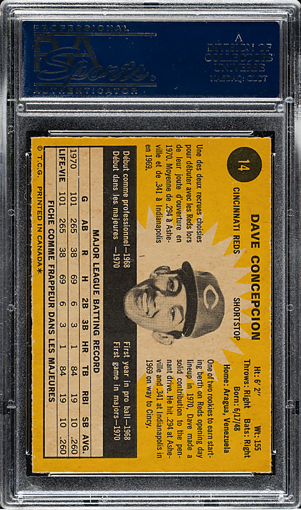 1971 O-Pee-Chee #14 Dave Concepcion Rookie PSA NM 7