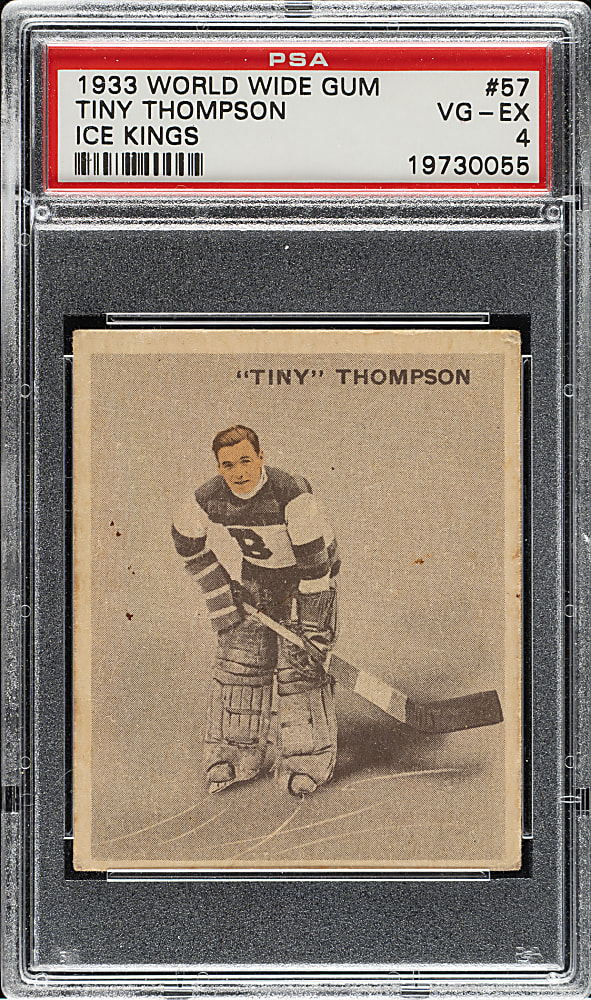 1933-1934 V357 World Wide Gum "Ice Kings" #57 Tiny Thompson PSA VG-EX 4