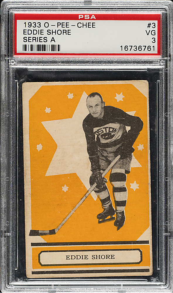 1933-1934 O-Pee-Chee Hockey A-3 Eddie Shore PSA VG 3 - Orange Background