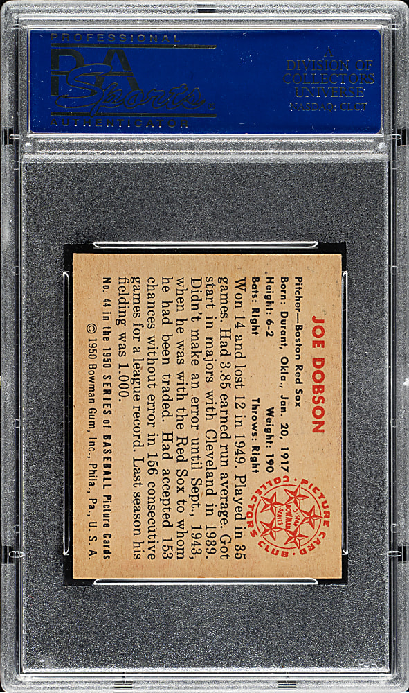1950 Bowman #44 Joe Dobson PSA NM-MT 8
