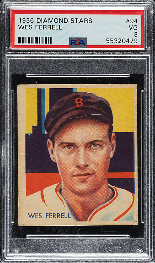 1934-1936 R327 Diamond Stars #94 Wes Ferrell PSA VG 3