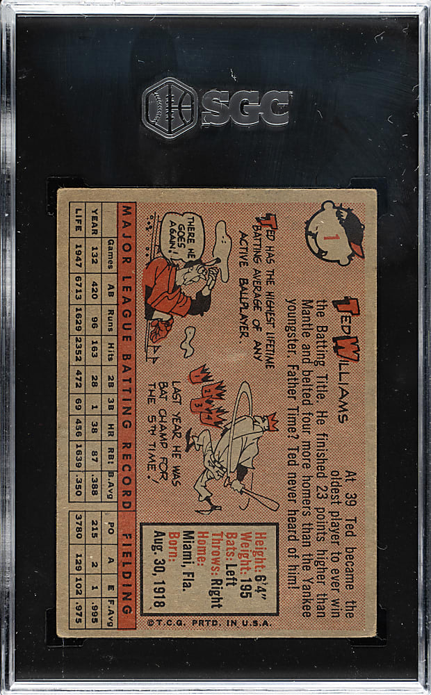 1958 Topps #1 Ted Williams SGC VG+ 3.5