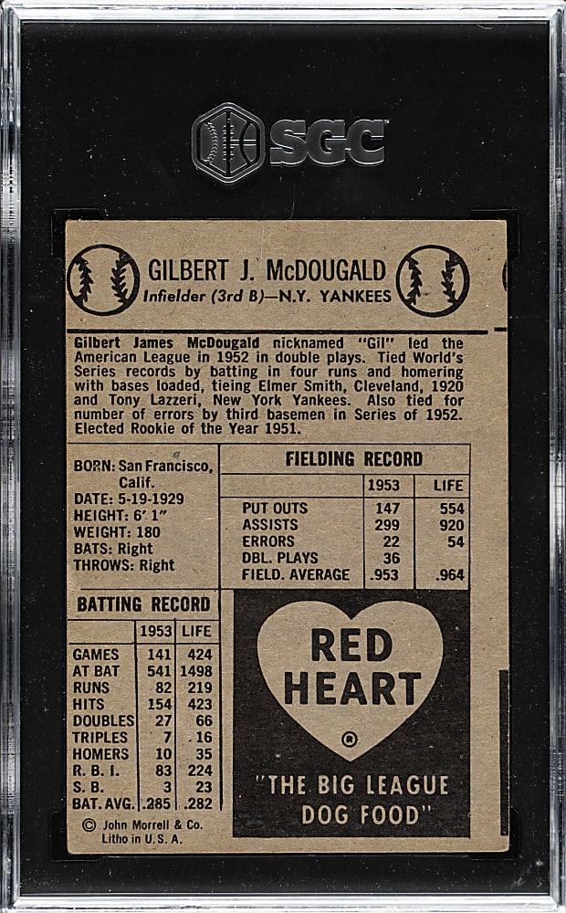1954 Red Heart Gil McDougald SGC VG/EX+ 4.5