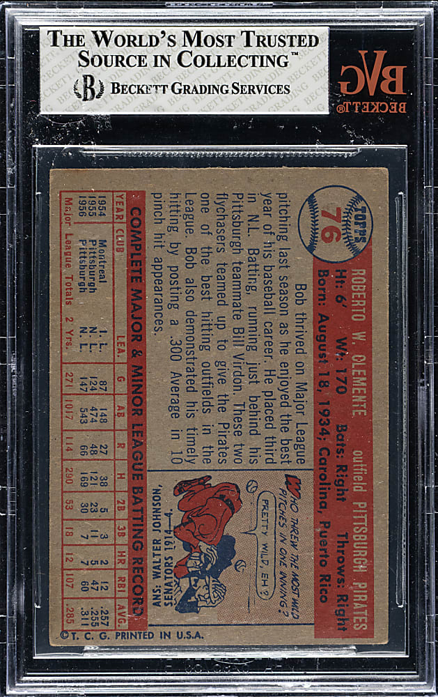 1957 Topps #76 Roberto Clemente BVG VG-EX+ 4.5