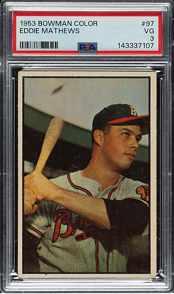 1953 Bowman Color #97 Eddie Mathews PSA VG 3