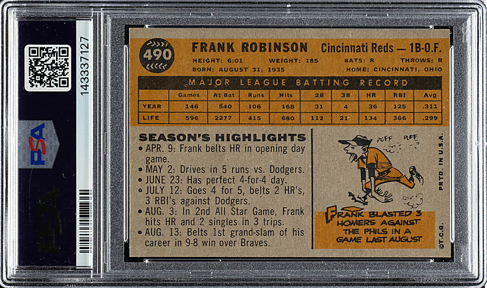 1960 Topps #490 Frank Robinson PSA EX-MT 6