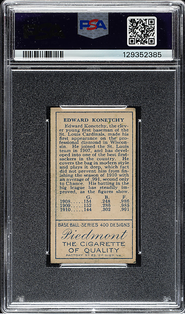 1911 T205 Gold Border Ed Konetchy PSA VG-EX 4