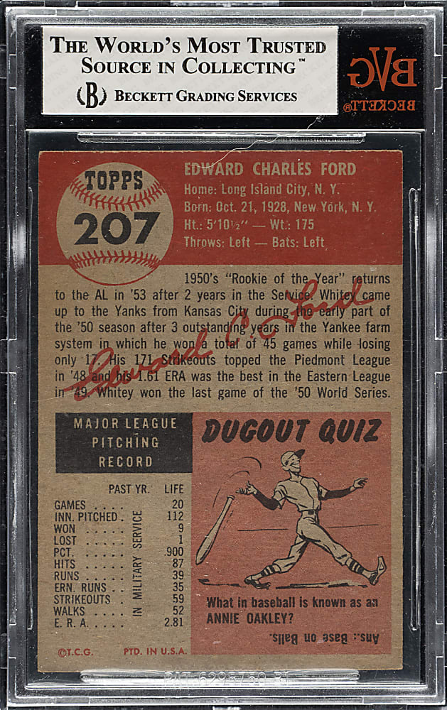 1953 Topps #207 Whitey Ford BVG VG-EX+ 4.5