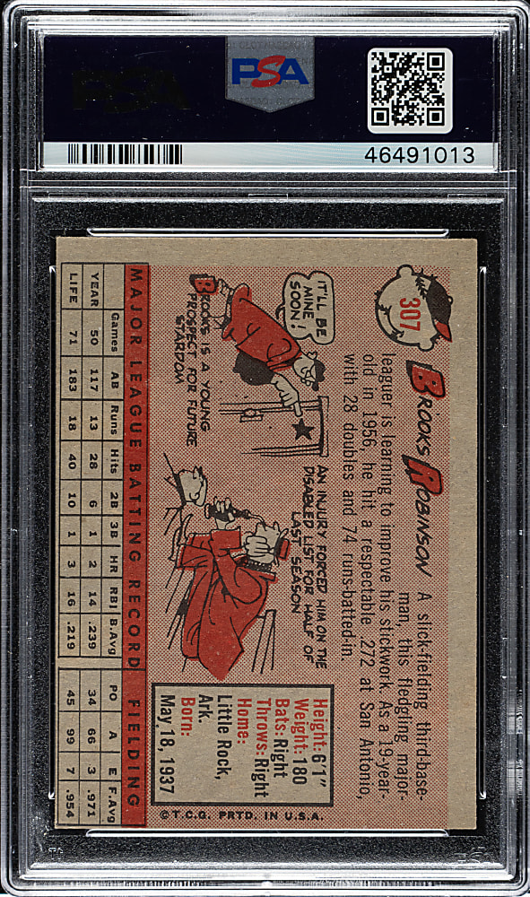 1958 Topps #307 Brooks Robinson PSA EX-MT 6