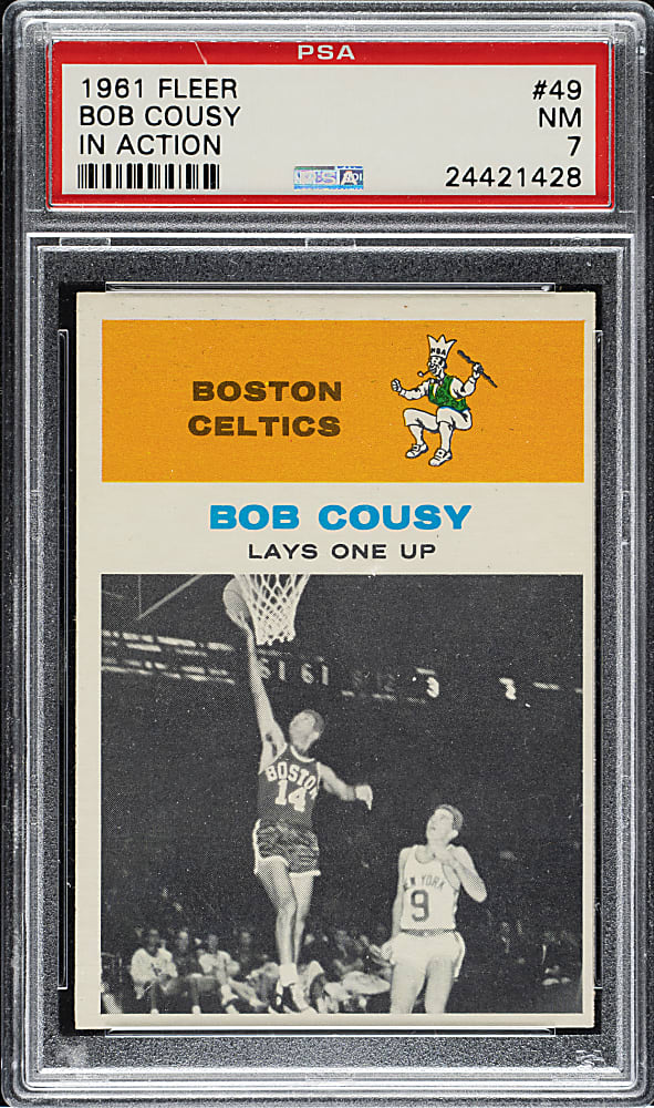 1961-1962 Fleer Basketball #49 Bob Cousy In Action PSA NM 7