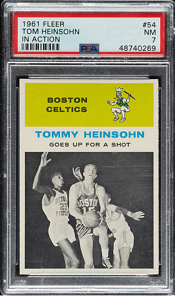 1961-1962 Fleer Basketball #54 Tom Heinsohn In Action PSA NM 7