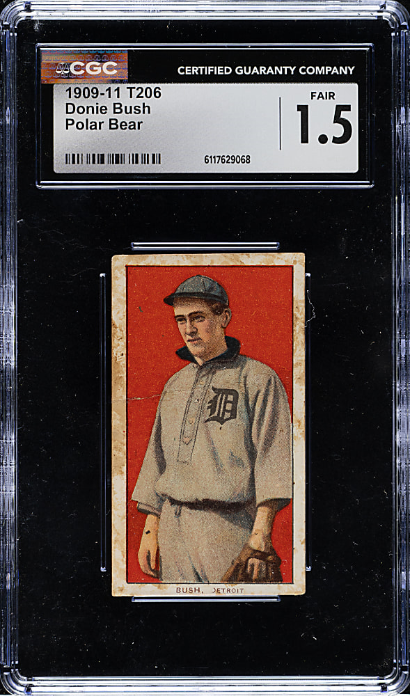 1909-1911 T206 White Border Donie Bush CGC FAIR 1.5 - Polar Bear Back