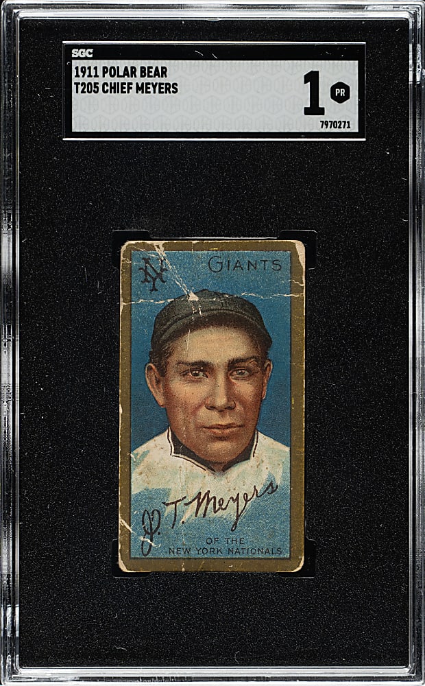 1911 T205 Gold Border Chief Meyers SGC POOR 1 - Polar Bear Back