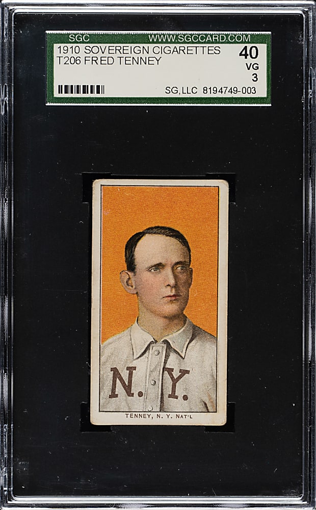 1909-1911 T206 White Border Fred Tenney SGC VG 40 - Sovereign 350 Back
