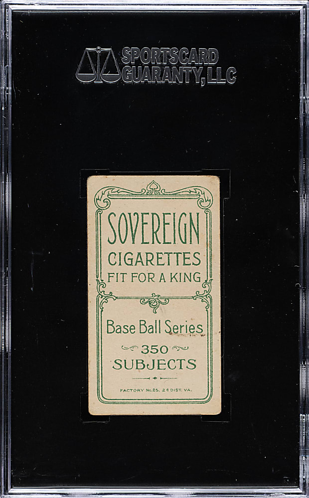 1909-1911 T206 White Border Fred Tenney SGC VG 40 - Sovereign 350 Back