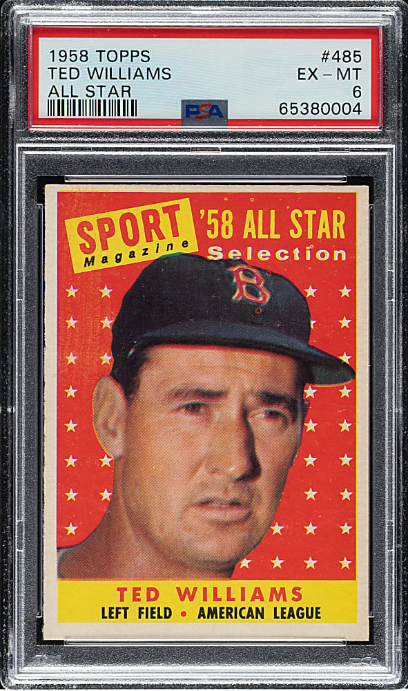 1958 Topps #485 Ted Williams All-Star PSA EX-MT 6