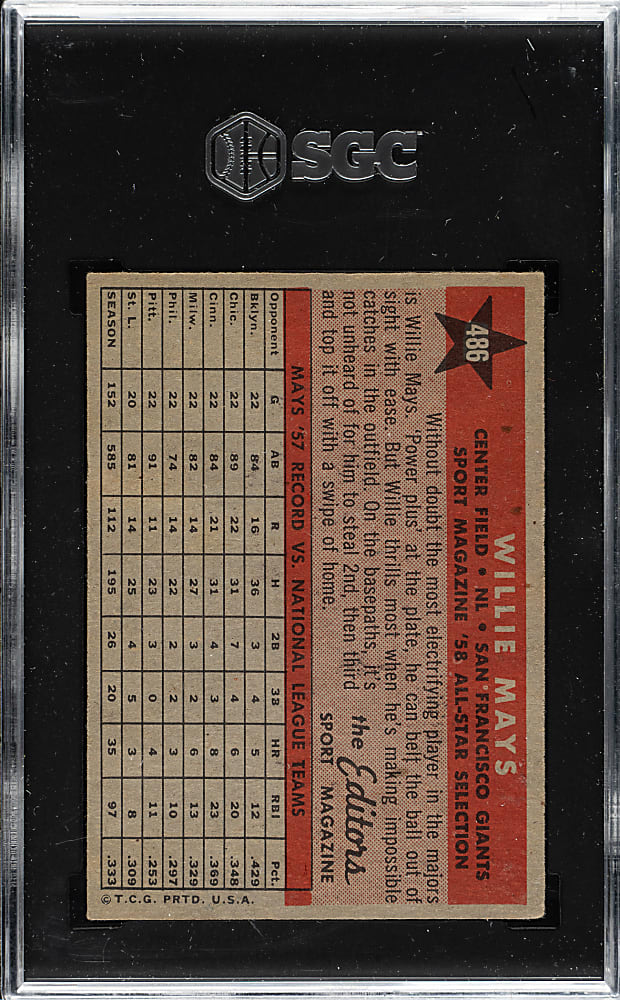 1958 Topps #486 Willie Mays All-Star SGC VG/EX 4