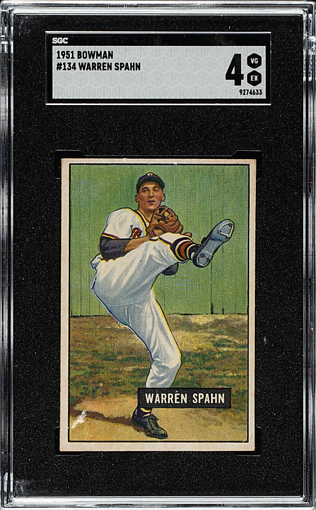 1951 Bowman #134 Warren Spahn SGC VG/EX 4