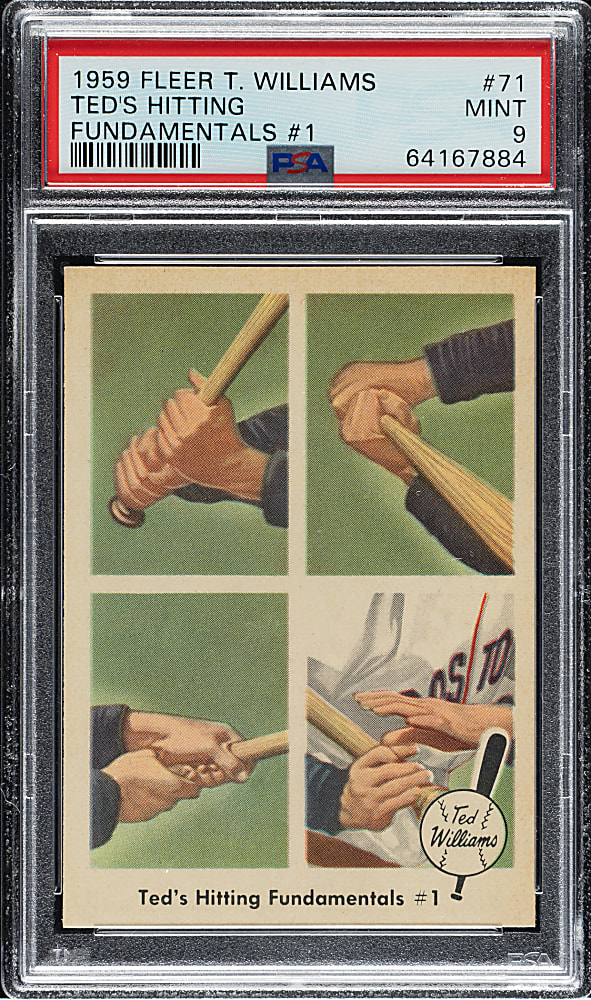 1959 Fleer Ted Williams #71 Ted's Hitting Fundamentals #1 PSA MINT 9